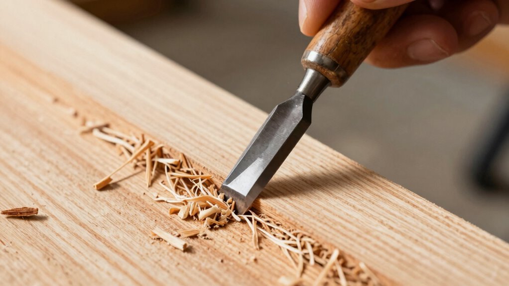 align chisel with grain