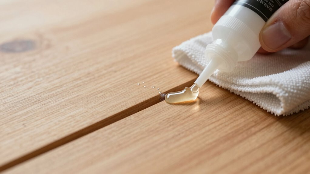 apply glue sparingly evenly