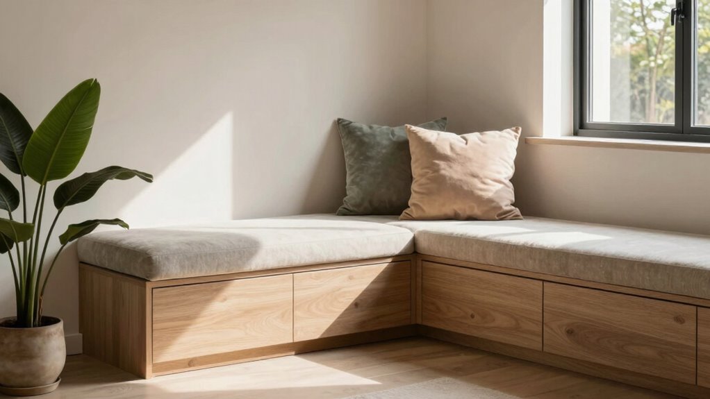 spacious built in bench storage