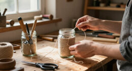 Cover Old Glass Jars With Twine To Craft Rustic Storage Containers