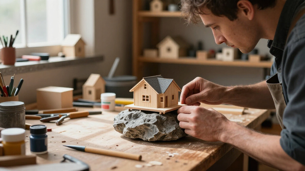 Precarious Dwellings Perch Atop Rocks In Simon Laveuve’s 1/35-Scale Miniatures