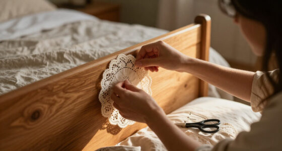 She Uses Doilies To Decorate A Headboard With Vintage Charm